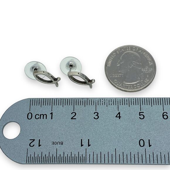 Vintage Sterling Silver 925 Religious Christian Ichthys Fish Post Stud Earrings - Picture 4 of 4